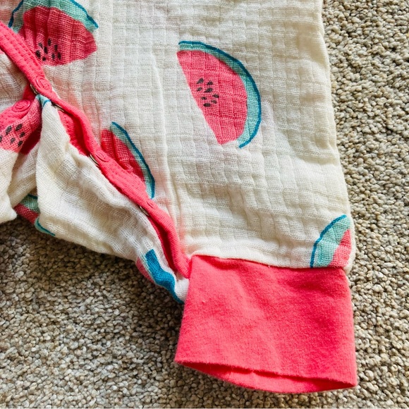 6-12M Angel Dear Muslin Kimono Romper, Watermelons - Picture 5 of 6